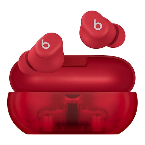 Beats Solo Buds Truly Wireless Bluetooth In-Ear Earbuds with Charging Case Transparent Red