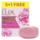 Lux Soap Glowing Skin Rose Flower, French Rose And Almond Oil 120g x5 +1