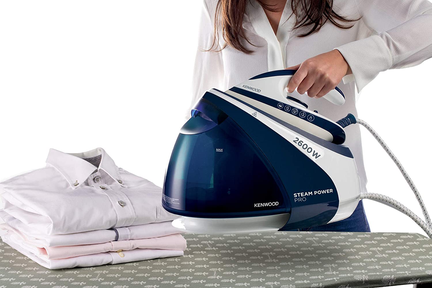 Kenwood Steam Generator Iron with Boiler, 7 bar, Up to 600g/min steam shot, 2600 Watts, SSP70.000WB White/Blue