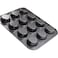 Showay 12 Cavity Cupcake Bakeware Pan Non-Stick Carbon Steel Muffin Cakes Bread Jelly Baking Tray