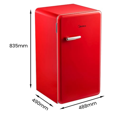 Midea Single Door Mini Refrigerator MDRD142SLE32 Red 93L