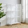 4 Tier Foldable Storage Shelf Unit with Wheel, Heavy Duty Storage Shelving Unit for Kitchen, Garage and Laundry Bathroom(white)