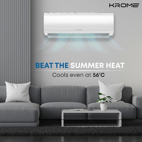 Krome 2.5 Ton AC, Split Air Conditioner With Advanced Rotary Compressor Technology, 30000 BTU, Low Noise, Environment Friendly R-410a, Smooth And Stable Operations, White, KR-AR30TT3