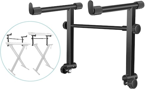 Mike Music Durable Metal Second Tier For Keyboard Stand, 15.7, 28.3 Inches, 40, 72 cm, Adjustable Width And 13 Inches Height For Most Keyboards (Black)