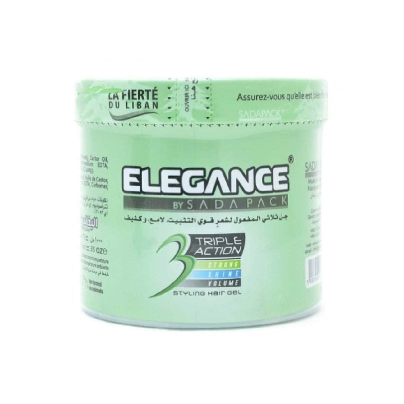 Buy Sada Pack - Elegance Triple Action Styling Hair Gel Green 1000Ml ...