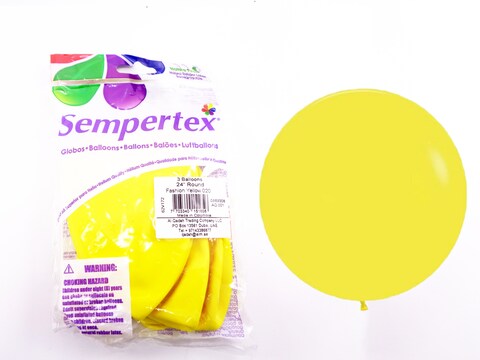 Sempertex 3 pcs, 24&quot; Round Balloons, Fashion Yellow, Latex Balloon