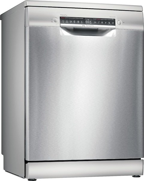 Bosch Series 4 Free-Standing Dishwasher 60cm, EcoSilence Drive, Home Connect Via Wlan For Remote Monitoring And Control, 14Place Settings, Silver Inox, SMS4HMI65M