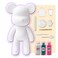 DIY PAINT YOUR OWN BEARBRICK BEAR FIGURE KIT (7 inch - 18 cm) Pour Over Acrylic Fluid Paint and create a unique display piece. COLORS: White, Blue-Green, Fluorescent-Pink