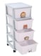 منظم صندوق تخزين الملابس والألعاب للأطفال بأربعه طبقات و أدراج متدحرجة من البلاستيك مع عجلات للاستخدام في المكتب أو المطبخ أو الحمام أو غرفة المعيشة أو غرفة اللعب أو الدراسة.
