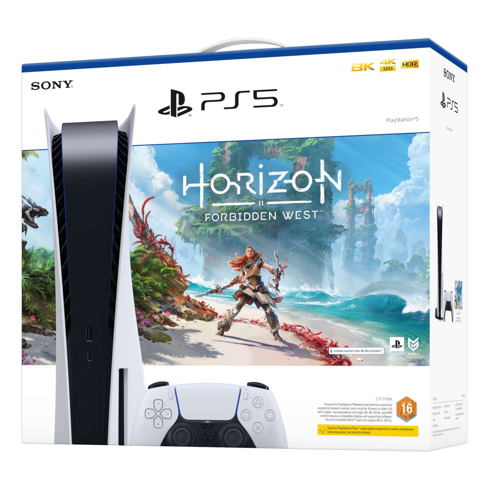 Sony PlayStation 5 With Controller And Horizon II Forbidden West Game White