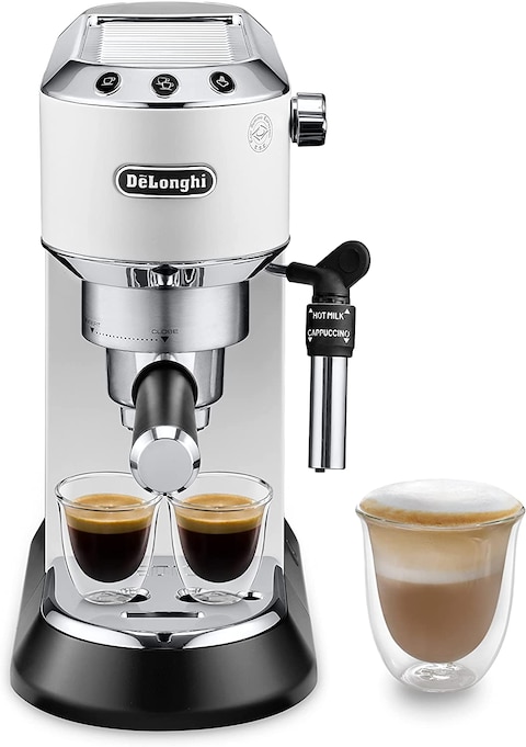 De&#39;Longhi Dedica Style Pump Espresso Coffee Machine, White, EC685.W