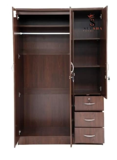 3 Door Wooden Wardrobe Cabinet Cupboard Engineered Wood Perfect Modern Stylish Heavy Duty