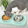 Cat Food Bowls, Cat Bowls Non-Skid and Non-Spill Silicone Mats with Stand, Removable Stainless Steel Food and Water Dishes for Cats, Small Size Dogs