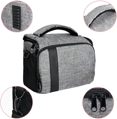 COOPIC BL-26L (LARGE GRAY) Messenger CANVAS DSLR Camera Bag Urban Life Shoulder Case for Nikon Sony Canon Olympus Pentex Interchangeable Mirrorless Micro 4/3 Full Frame Lens Digital SLR