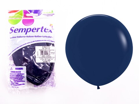 Sempertex 3 pcs, 24&quot; Round Balloons, 30g Latex Balloons, Navy Blue