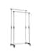 Generic Double Pole Clothes Rack And Wheels Silver/Black