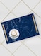 Lowha Decorative Acrylic Serving Tray With Gold Metal Handles And Marble Design Design 20x30 cm