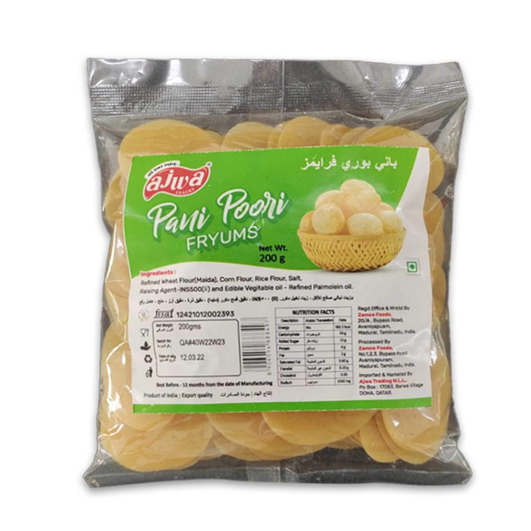 Buy Ajwa Pani Poori Fryums 200g Online | Carrefour Qatar