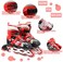EASY FUTURE Inline Skates Adjustable Size Roller Skates with Flashing Wheels for Outdoor Indoor Children Skate Shoes Including Full Protective Gear Set Red Small (31-34)