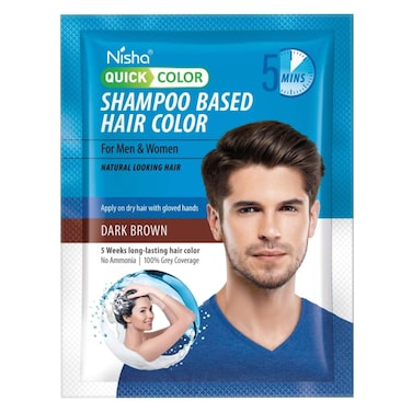 Nisha Quick Color Hair Color Shampoo 20ml Dark Brown