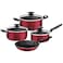Tramontina 7 Pieces Red Aluminum Cookware Set with Interior and Exterior Starflon Max Nonstick Coating