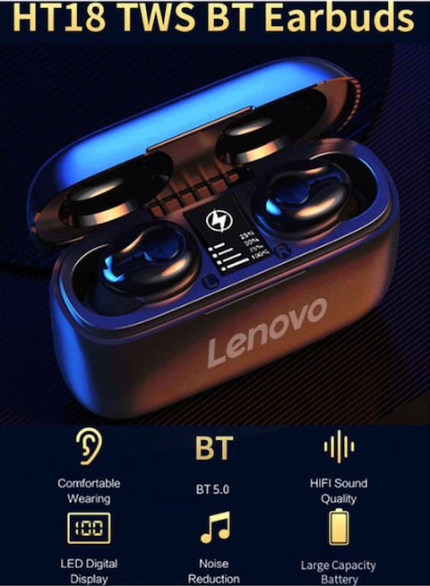 Lenovo HT18 TWS In-ear Wireless Bluetooth Headphones Black