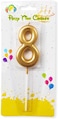 Party Time Gold Number 8 Birthday Candle Kids Adult Birthday Cake Decoration - Number Candle For Anniversary, Valentines Birthday Candle Cake Topper
