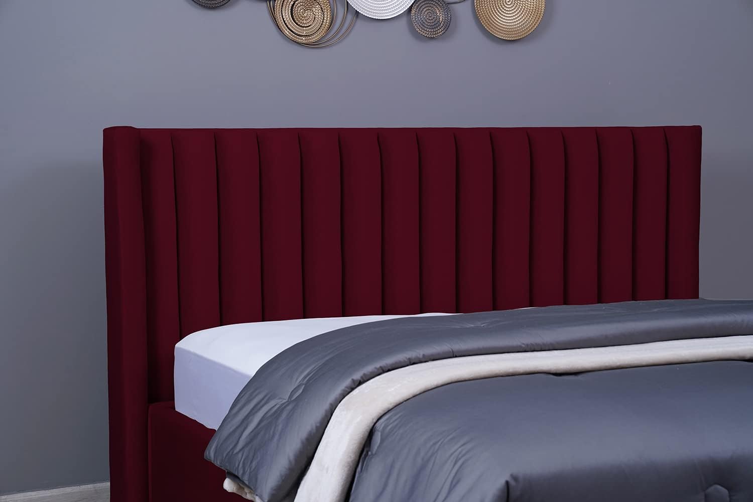 PAN Home Home Furnishings Venus Headboard Velvet Maroon L-200: H-125cm 200x125 Maroon