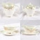 XIANGYU Dinner Set Porcelain Gold, 115pcs tea set; 10'5 flat plate- (12) , 8' soup plate- (12) 8' flat plate- (12), 7'5 flat plate- (12) 6' salad bowl- (12), 'tea pot (1set)- (2) Tea cup/Saucer(12set)
