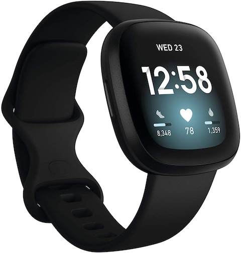 Fitbit VERSA 3 GPS Activity Tracker Fitness Watch - Black Aluminum (FB511BKBK)