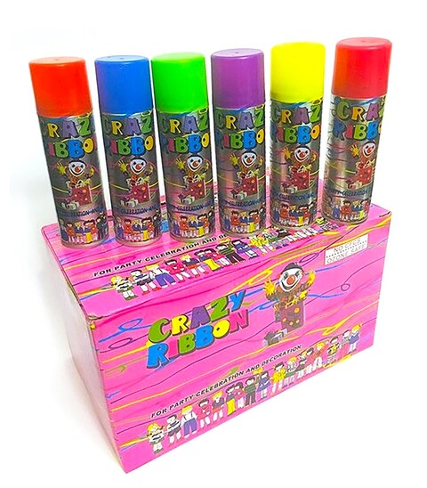 Party Time Crazy Ribbon Kids Party Spray Colored String Spray For Party Celebrations And Decorations Box Of 24
