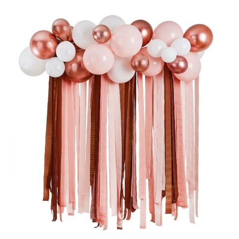 Rose Gold Metallic Balloon &amp; Streamer Backdrop Set