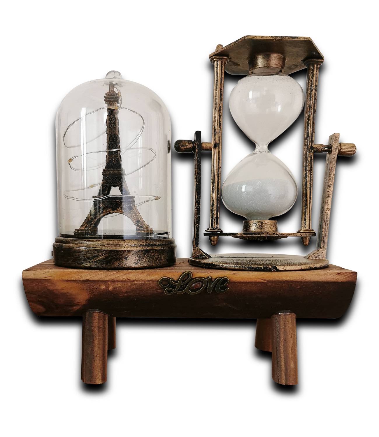 Sandglass Statue European Glass Decor Decorative Retro Clock Vintage Desktop Office Illuminate Sands for Souvenir Lights Craft with Random Tower Hourglass Eiffel Hour Sand Style