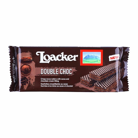 Loacker Double Choc Wafer With Cocoa &amp; Chocolate - 90 gm