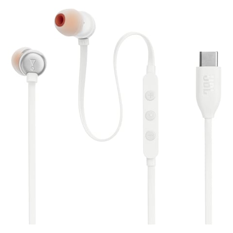 JBL Tune 310C Wired In-Ear Earphones With USB-C Cable And Microphone White