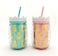 2-Piece Pineapple-Shaped Drinkware Tumbler for Cold Beverages with Reusable Straw 2 Colors 450ml each