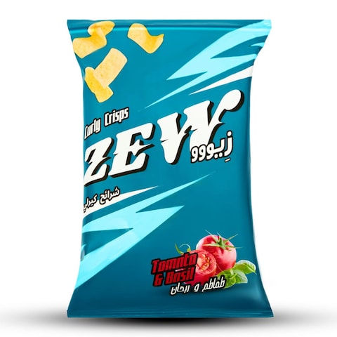 Zew Curly Crisps with Tomato and Basil Flavour - 35 gm
