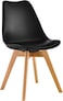 GDF Modern Dining Chair Plastic Shell With Leather Cushion on Seat &amp; Wooden Legs Black Color  Model- JEAM2. (No warranty for furniture items)
