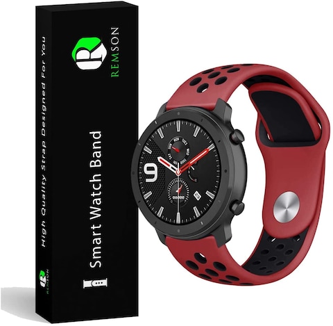 Remson Amazfit Gtr 47mm Silicone Sports Waterproof Watchband 22mm Red Black Rm 0990 Online Carrefour UAE