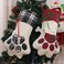 Red Dot Gift Pet Dog Paw Christmas Stocking (40 * 20cm), Xmas Tree Hanging Pendant Candy Gift Bag For Holiday And Pet Dog Storage Bag Christmas Party Mantel Decorations (Red, 1)