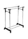 Generic Double Pole Extendable Clothes Rack Hanger Silver