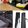 4pcs Gas Stove Burner Covers (27cms *27 cms) and 2pcs Silicone Stove Counter Gap Cover (Black, 21in), Non-Stick Gas Range Protectors Reusable Aluminum Foil Cover Liner Mat Pad - Dishwasher Safe, Black