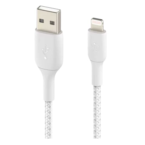 Belkin Braided USB-A to Lightning Data Sync And Charging Cable White