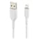 Belkin Braided USB to Lightning Charging Cable, White, 2m