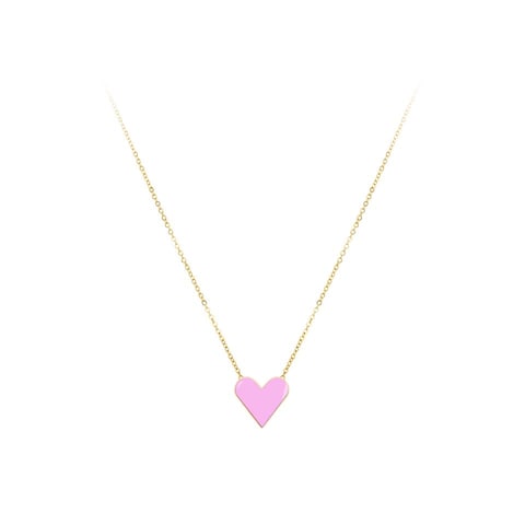 Aiwanto Necklace With Pink Heart Pendant Neck Chain Simple Necklace Best Gift Womens Girls Necklace