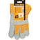 Tolsen Leather Working Gloves, 45024, Yellow And Grey