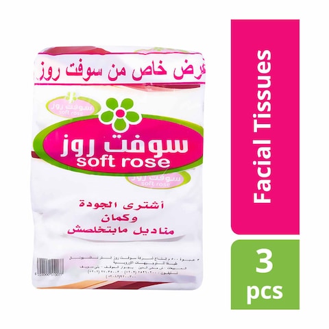 سوفت روز مناديل وجه - 500 منديل - 3 عبوات