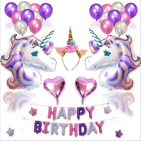 اشتري Samdone Other Unicorn Party Supplies And Decorations Set - With Glitter Unicorn Headband Unicorn Balloons Gold Happy Birthday Banner Latex  Foil Balloons 26 Piece Unicorn Theme Decor Pack في الامارات