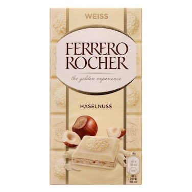 Ferrero Rocher White Hazelnut Chocolate Bar 90G