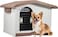 Dog house with Liftable roof, Detachable base, and Adjustable window, Durable waterproof plastic puppy shelter for indoor and outdoor, Easy to assemble 88 cm (Chocolate)